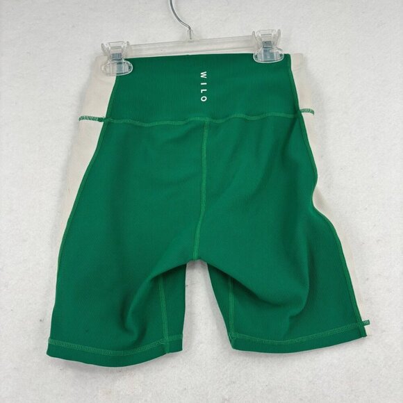 Wilo The Label Ribbed Bike Shorts Womens Size S Emerald Green Stretch High Rise - Picture 4 of 9